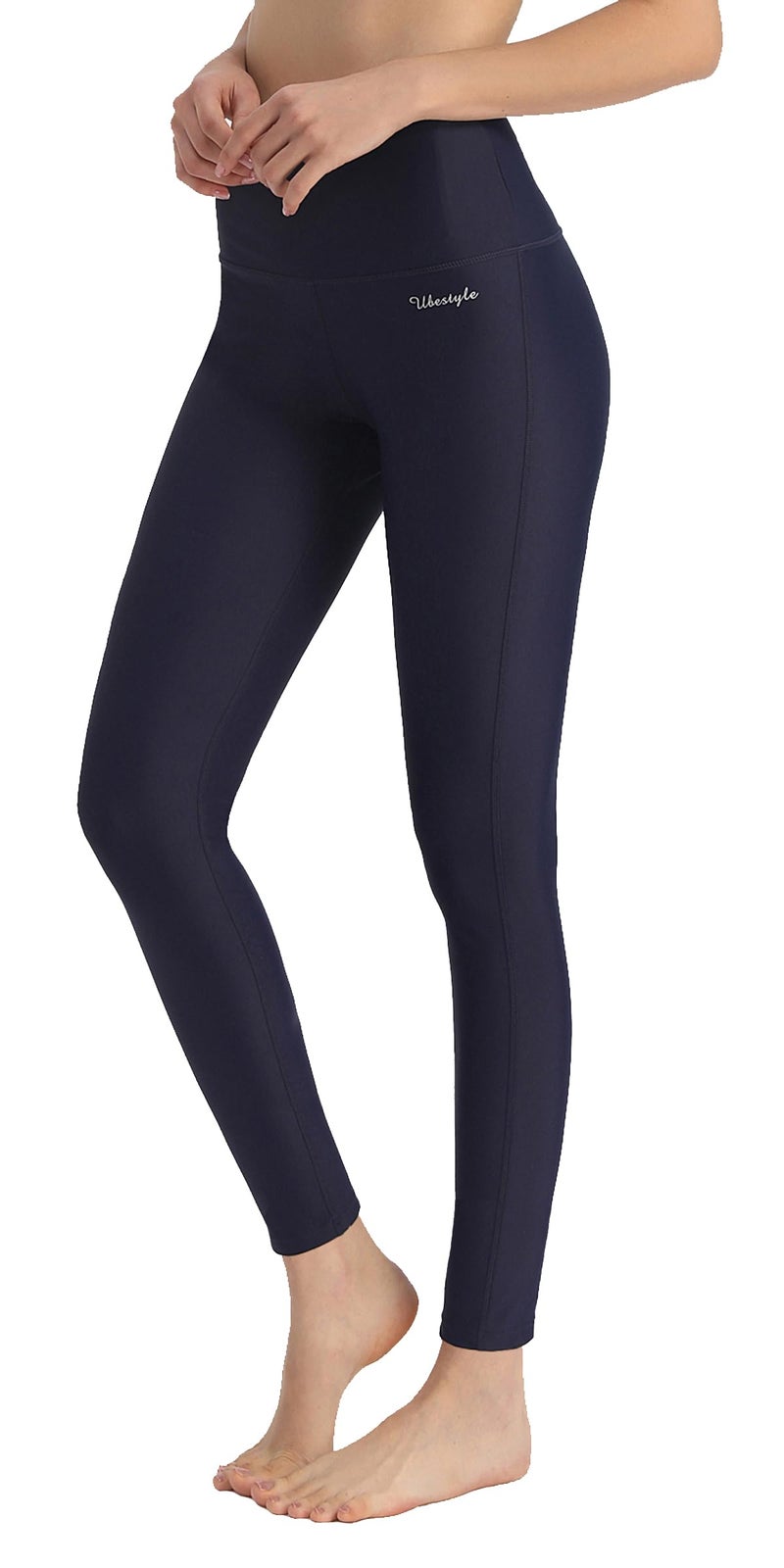 Ubestyle UPF 50+ High Waist Women's Swim Pants Swim Leggings Swimming Tights Long Swimwear Pants Sun Protective (Navy, L) - Image 1